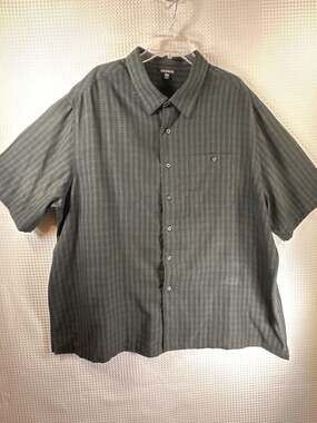George Men's Short Sleeve Black Check Knit Sport Shirt